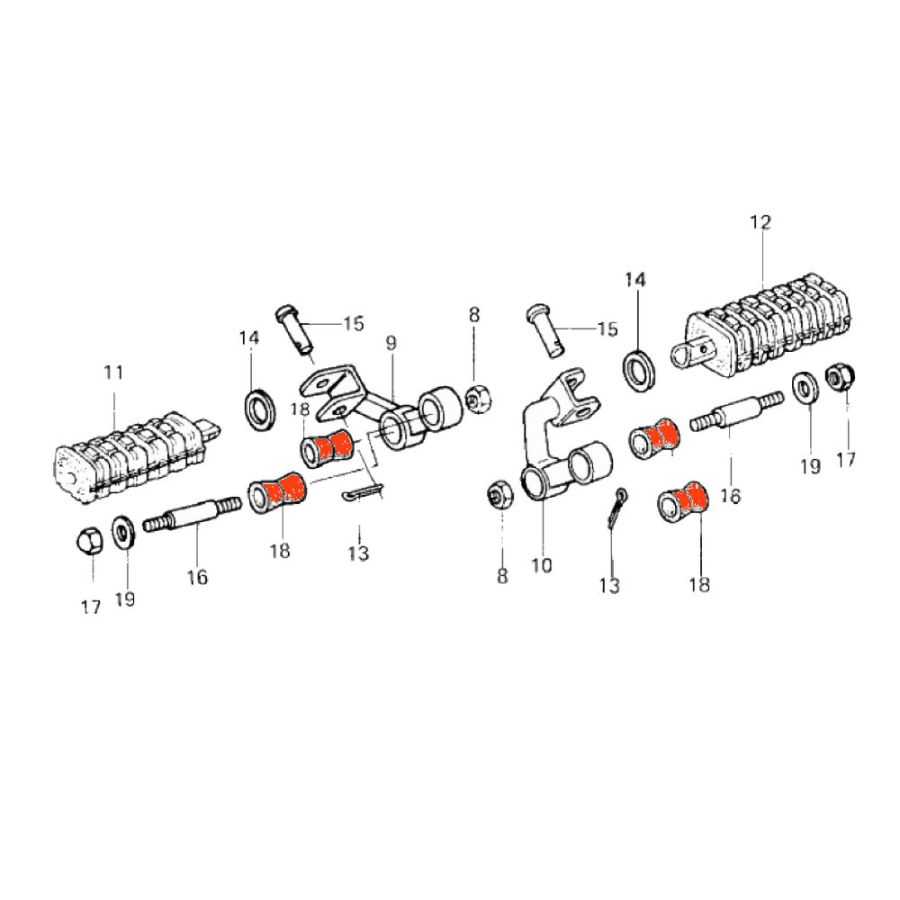 Cale Pied - Silent-bloc - (x1) - 92075-293 - KZ, 650, 750, 1000