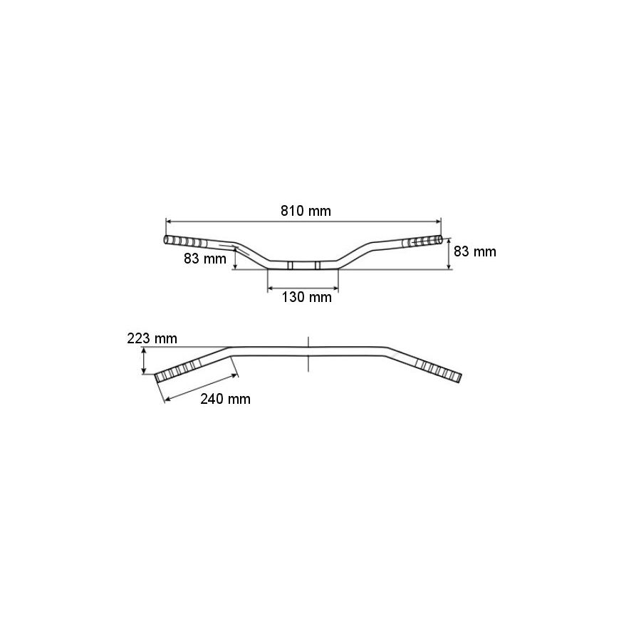 Guidon bas - ø22mm - Lg : 810 mm