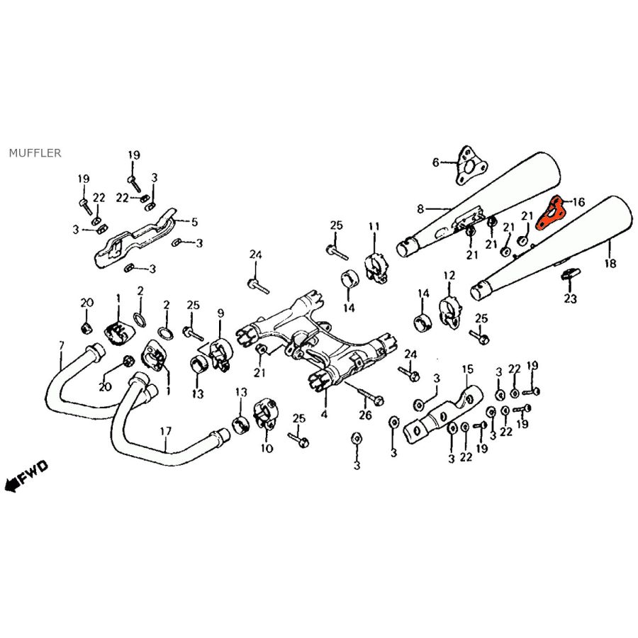 Echappement, Support de fixation, Gauche,CX500C / GL500 - 18418-MA1-003