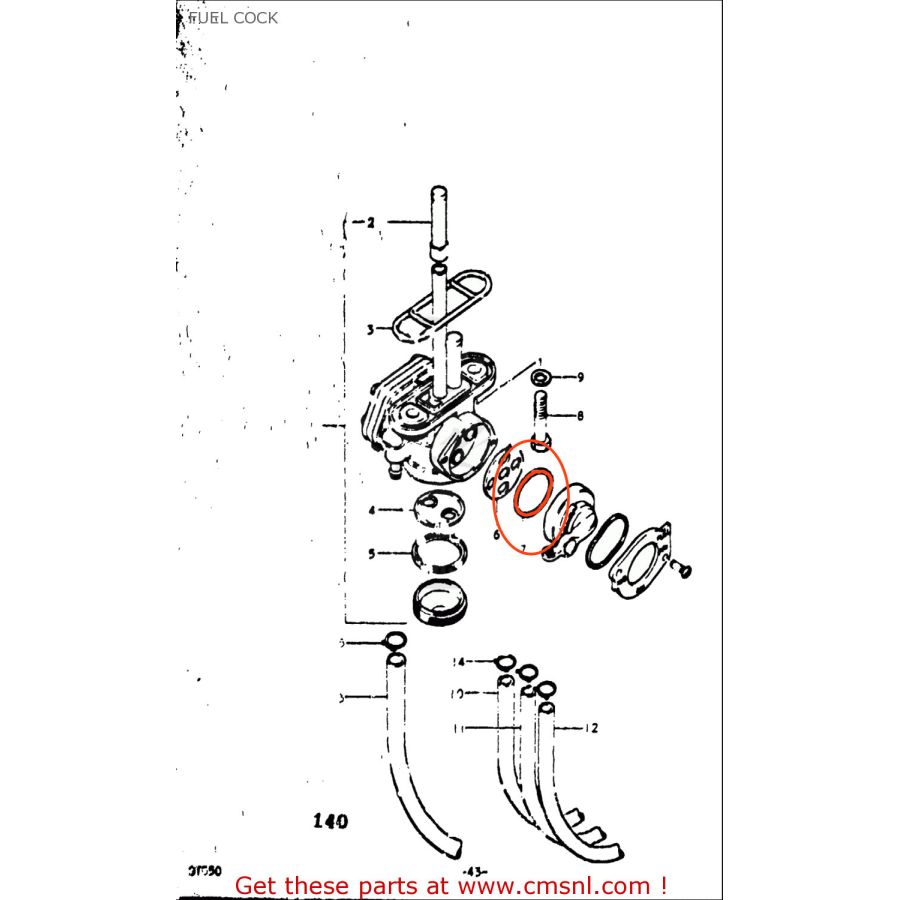 Robinet essence - Rondelle joint - GT380 - ... - GS550 - ... - GS1000 - 44353-33154 - 44353-33155