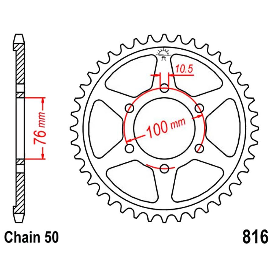 Transmission - Couronne - JTR816 - 42 dents - Chaine 530
