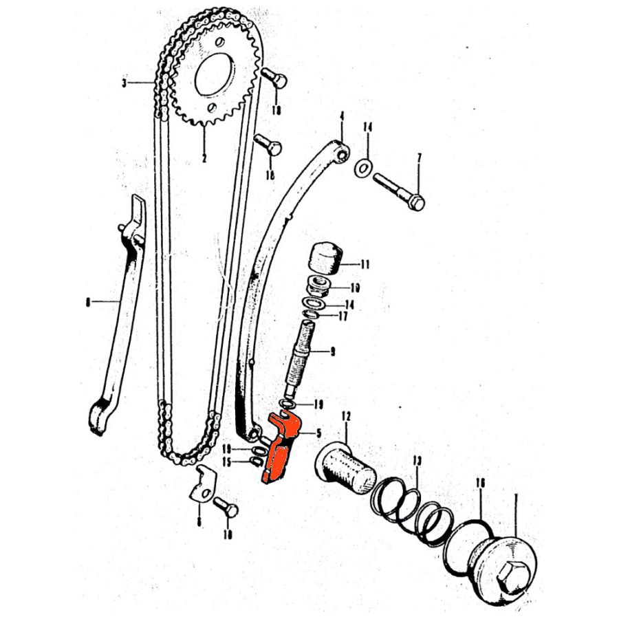 Distribution - Charniere de tendeur de chaine - CB125 S, S1 - 14510-324-000 - CB-CL-SL-XL100