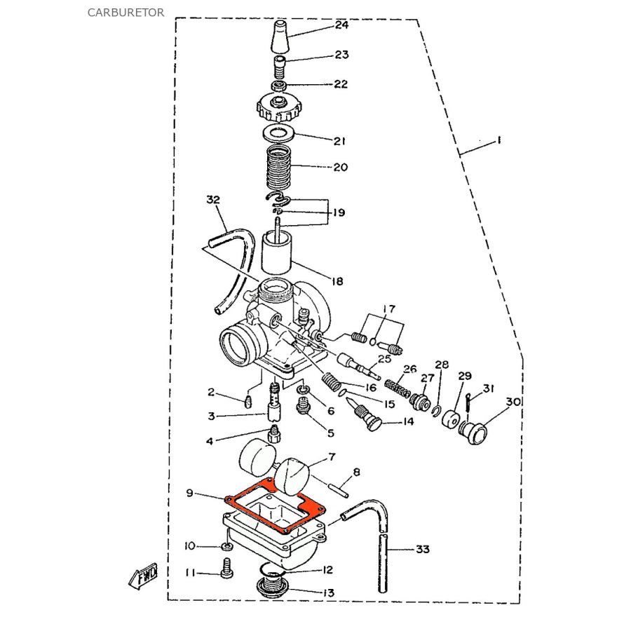 Carburateur VM / TM24 - Joint de Cuve - (VM20/492) - DT80/125 - RD250/350 - 304-14184-00