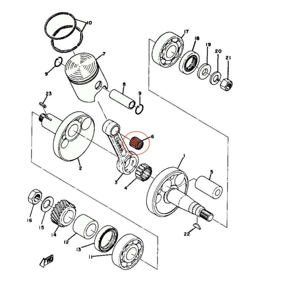 Moteur - Roulement - Cage a aiguille de bielle/piston 933-10112-68 - GT80