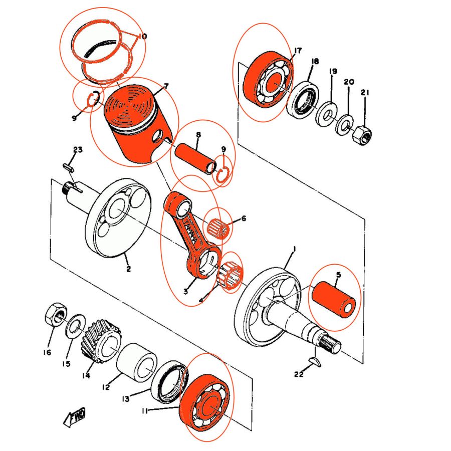 Moteur - Kit, ensemble de piece pour moteur GT80