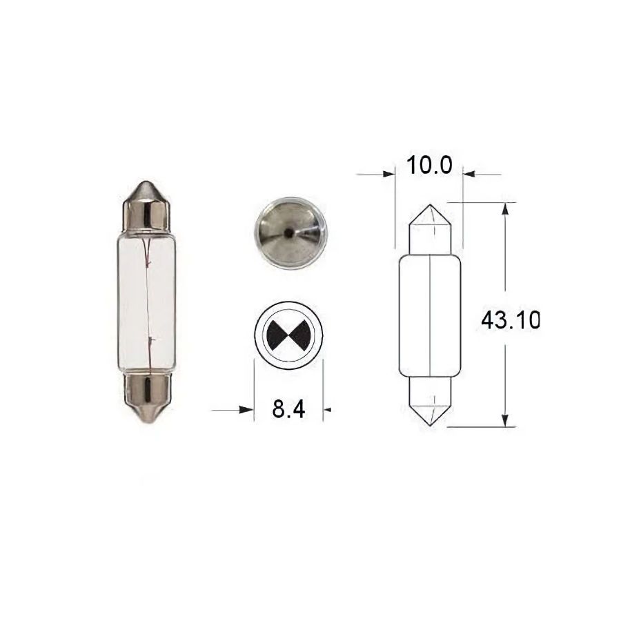 Ampoule - Navette - 12v / 18w - ø11x43mm - (veilleuse/position/clignotant) -