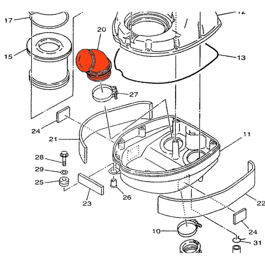 Filtre a Air, Manchon de liaison, Carburateur - (x1) - 14073-1413 - EN500