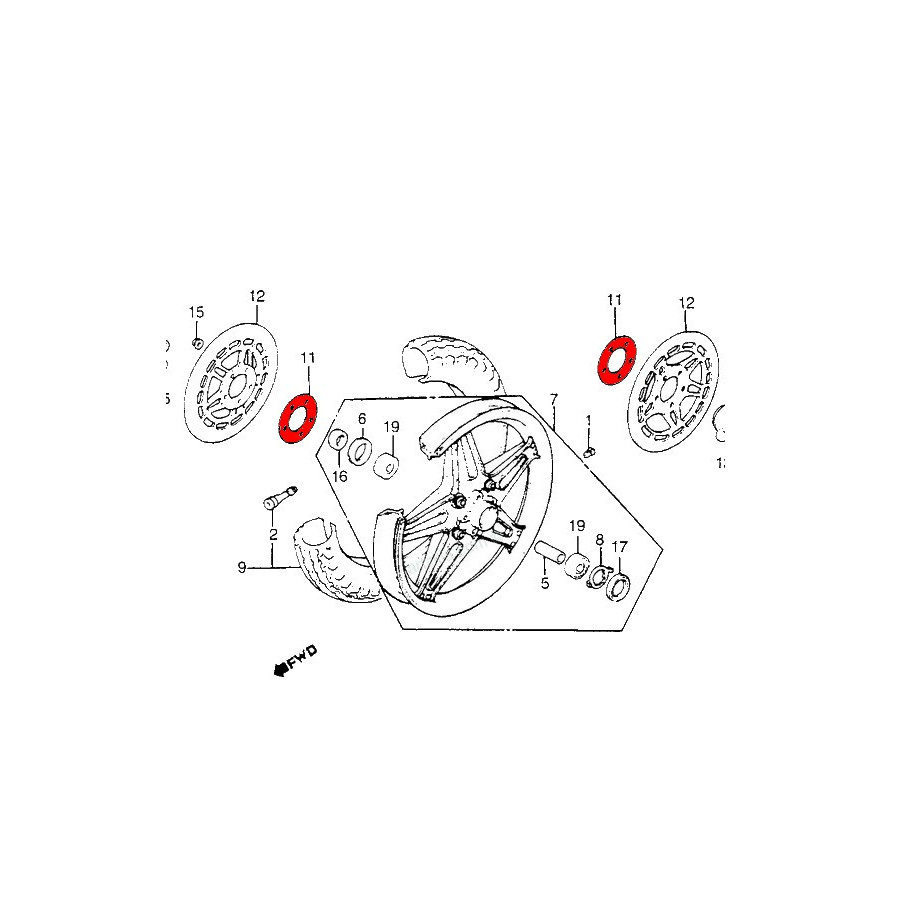 Roue Avant - Joint papier pour disque de frein - (x1)