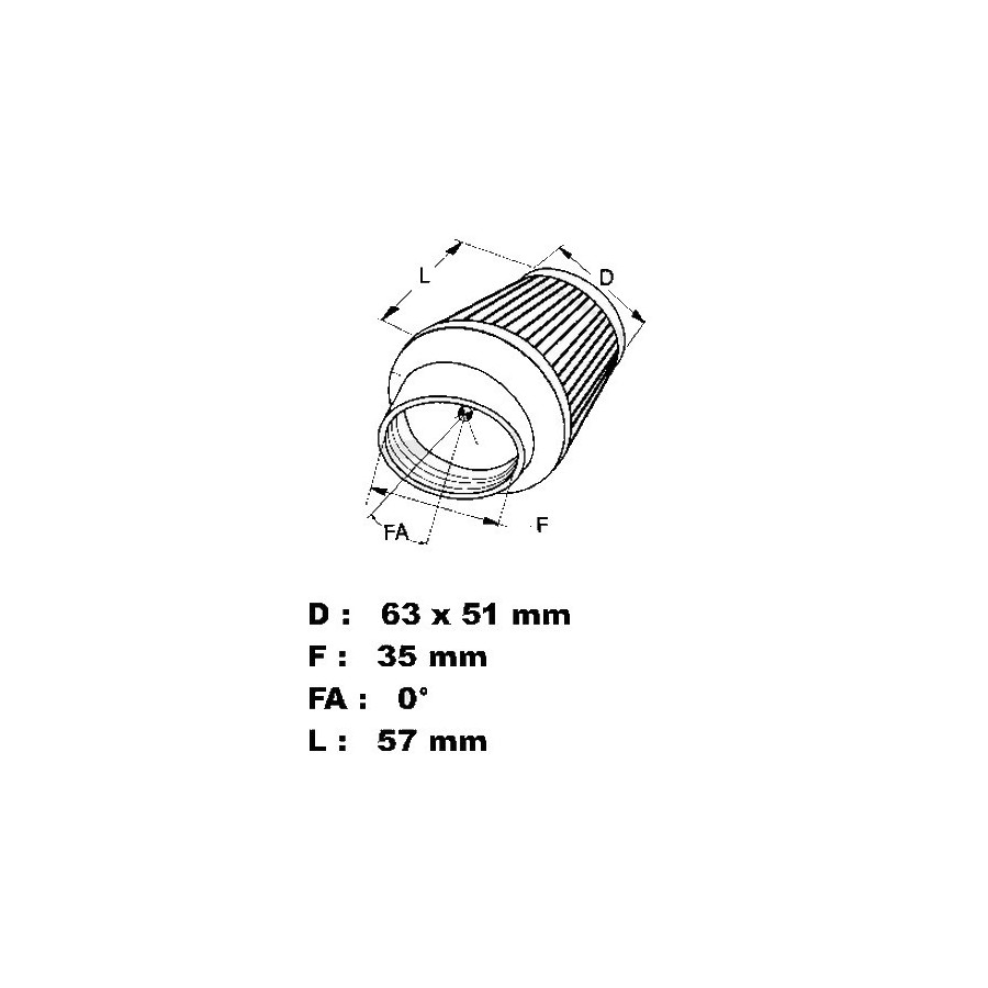 Filtre a air - ø 35mm - K&N - Cornet - (x1) - CB350 / CB400 Four